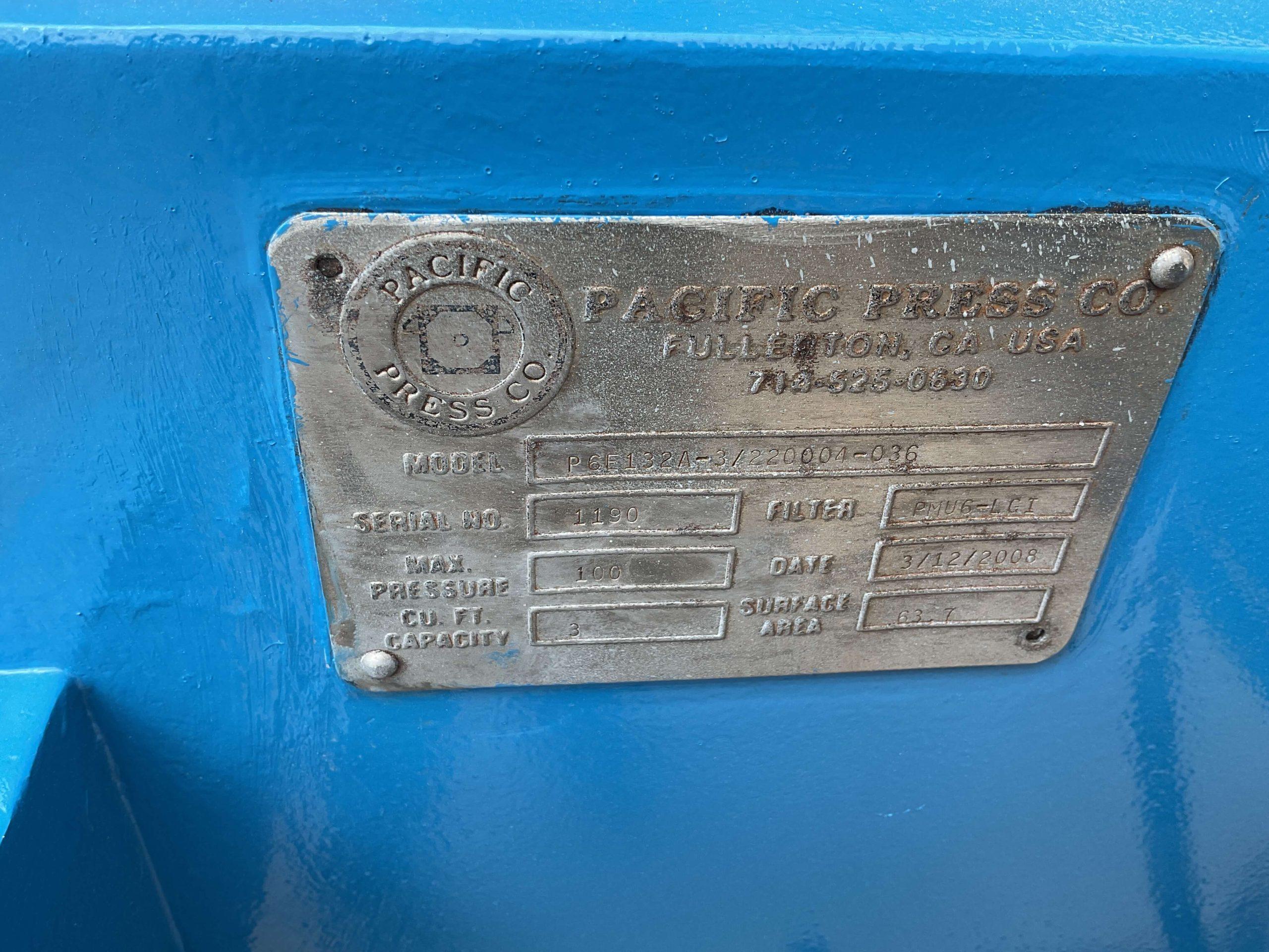 Pacific Press 4 Cu' Air/Hydraulic Filter Press FP2617